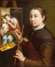 Sofonisba Anguissola, Self-portrait at the Easel Painting a Devotional Panel, 1556