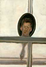 Lucien Freud, Interior with hand mirror (self-portrait)