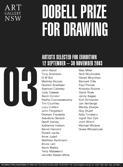 Artists selected for the 2003 Dobell Prize for Drawing Exhibition