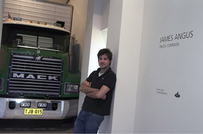 James Angus in front of MACK truck, AGNSW